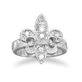 Fleur de Lis Sterling Silver Ring (Size 7) in Silver color