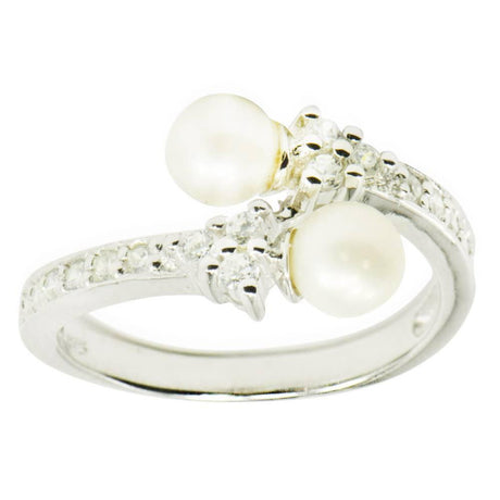 Cultured Freshwater Pear Sterling Silver Ring (Size 7) in Silver color,  shape
