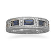 Dark Blue and Clear CZ Sterling Silver Ring (Size 7) in Blue color,  shape