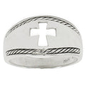 Cut Out Cross Ring Sterling Silver Men's Ring (Size 10) in Silver color