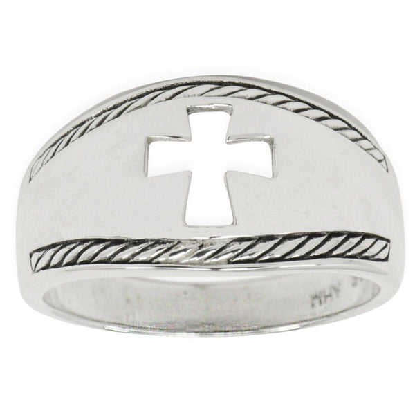 Cut Out Cross Ring Sterling Silver Men's Ring (Size 10) by BestPysanky
