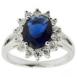 Blue and Clear CZ Sterling Silver Ring (Size 7) in Blue color,  shape