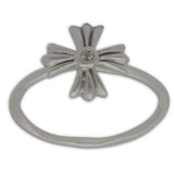 Satin Finish Cross Sterling Silver Ring (Size 7) in Silver color,  shape