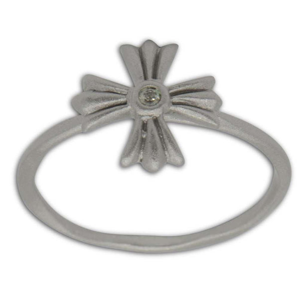 Satin Finish Cross Sterling Silver Ring (Size 8) by BestPysanky