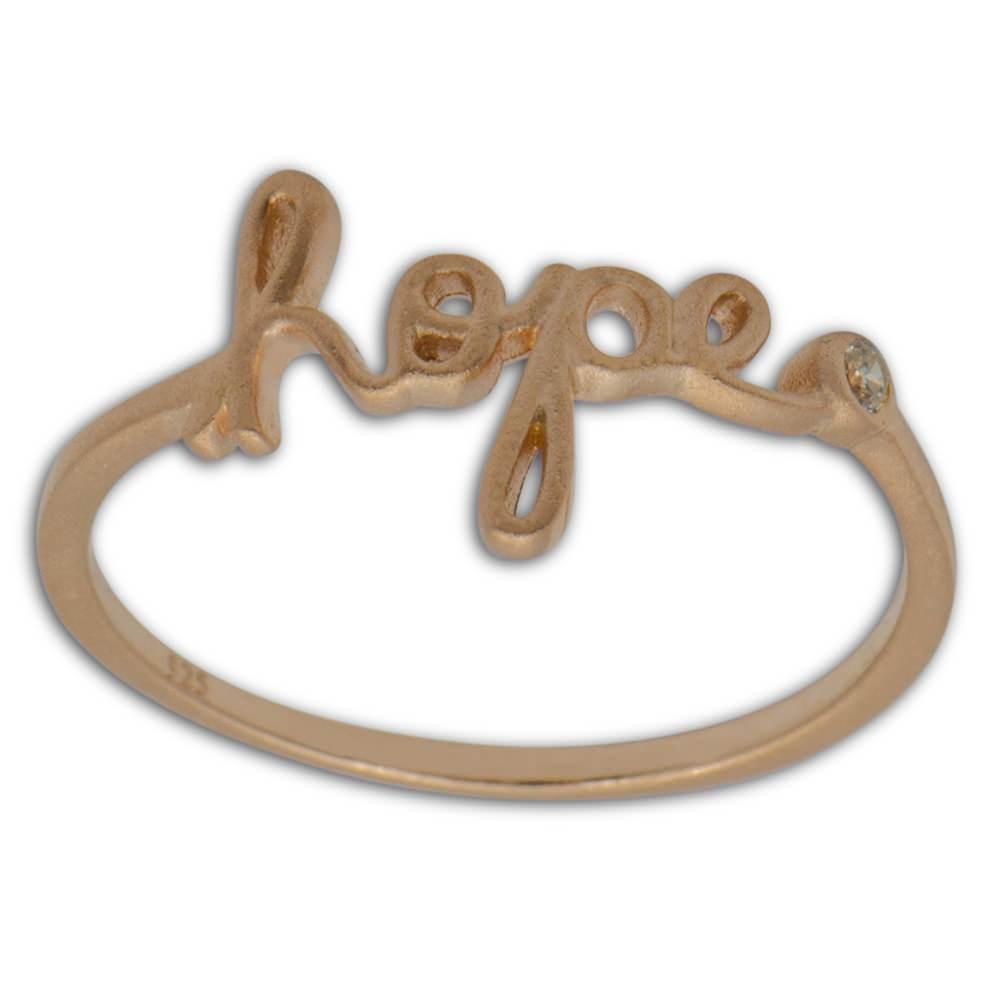 14 Karat Rose Gold Plated "Hope" Sterling Silver Ring (Size 7) in Gold color,  shape