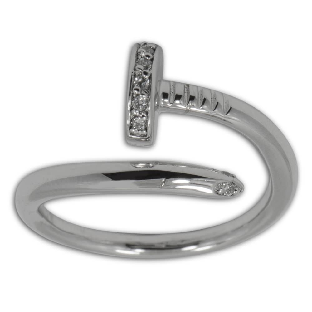 Nail Around Sterling Silver Ring (Size 7) in Silver color