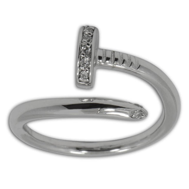 Nail Around Sterling Silver Ring (Size 7) in Silver color,  shape