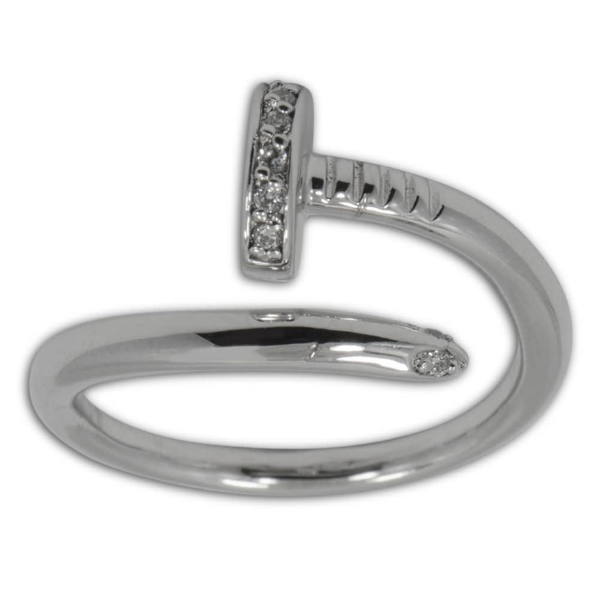 Nail Around Sterling Silver Ring (Size 7) in Silver color