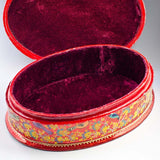 Oriental Flowers Wooden Jewelry Box ,dimensions in inches: 3.5 x 10.5 x 7.5