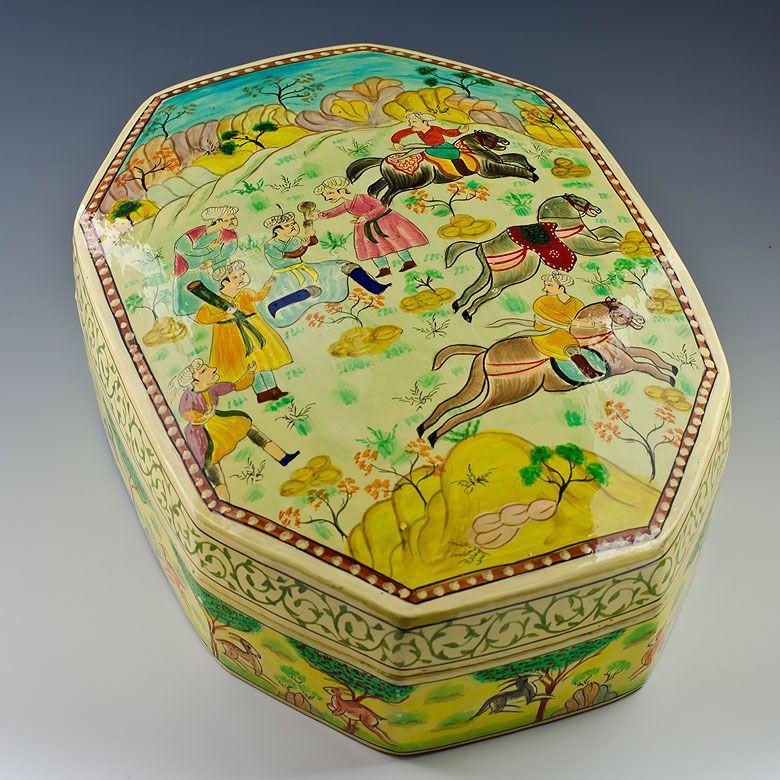 BestPysanky online gift shop sells Wooden jewelry box hand carved painted trinket box oriental Asian Indian India