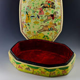 Indian Mughal Dynasty Oriental Wooden Jewelry Box 9.5 Inches X 7 Inches ,dimensions in inches: 3 x 9.5 x 7