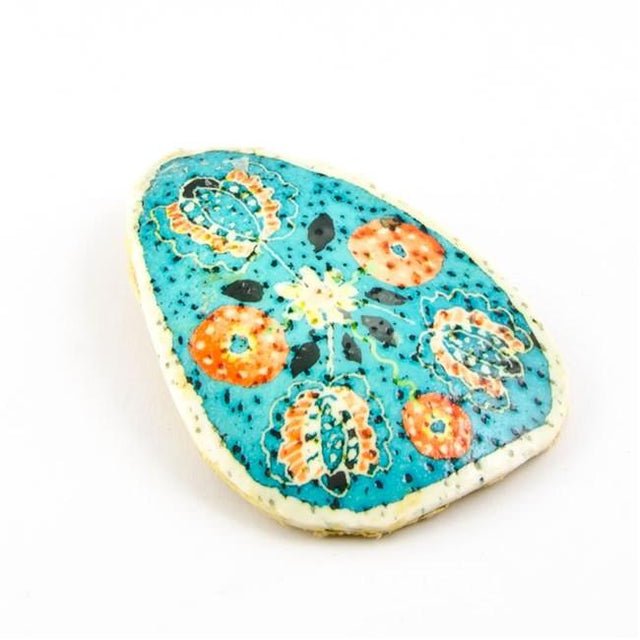 Vintage Style Ostrich Eggshell Pendant in Multi color,  shape