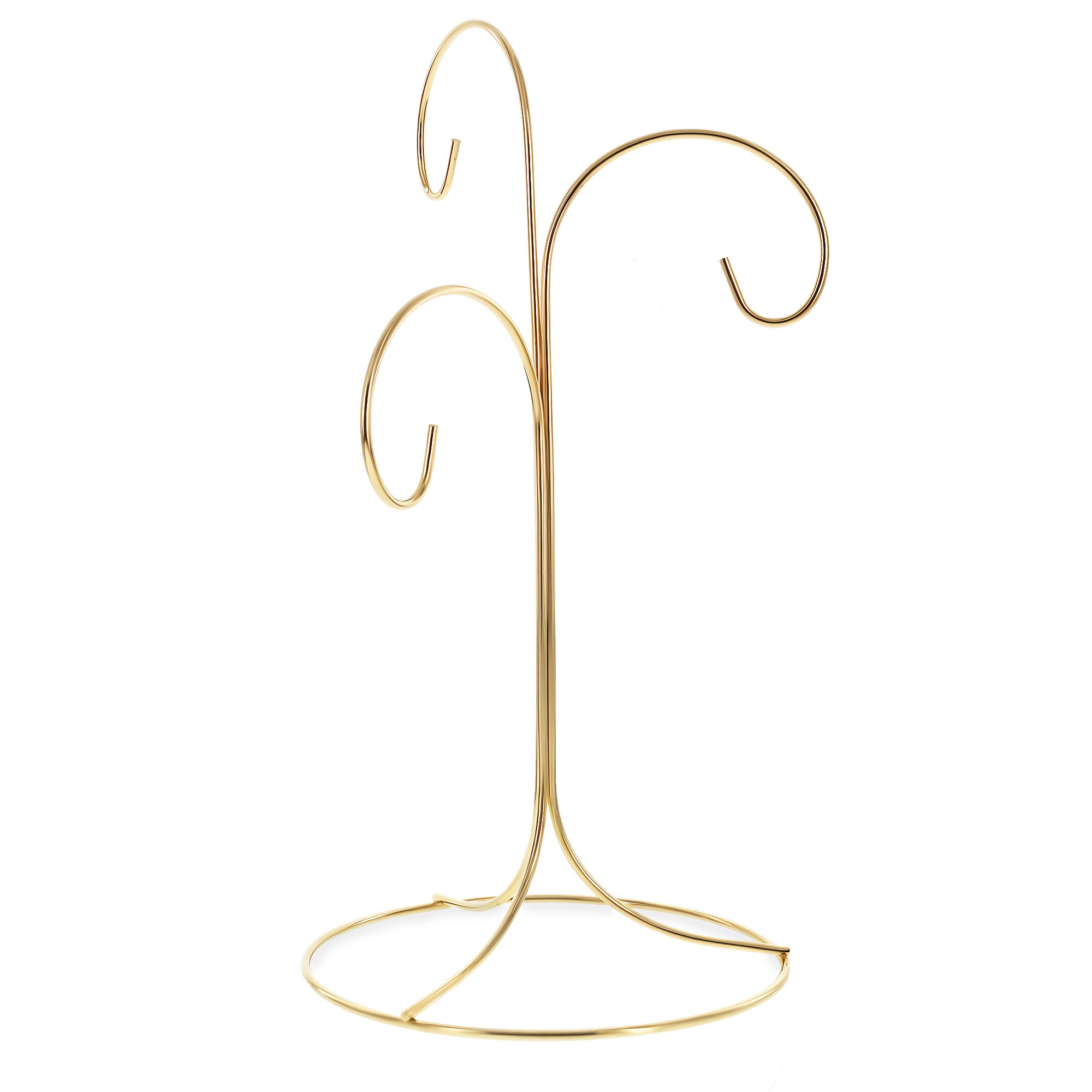 3-Arm 3-Tier Gold Brass Metal Ornament Stand Display 10.75 Inches (Taiwan) in Gold color