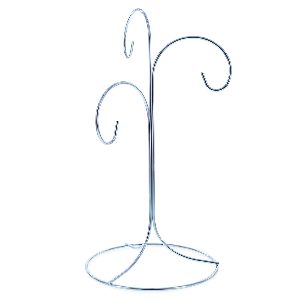 3-Arm 3-Tier Silver Metal Ornament Stand Display 10.75 Inches (Taiwan) in Silver color