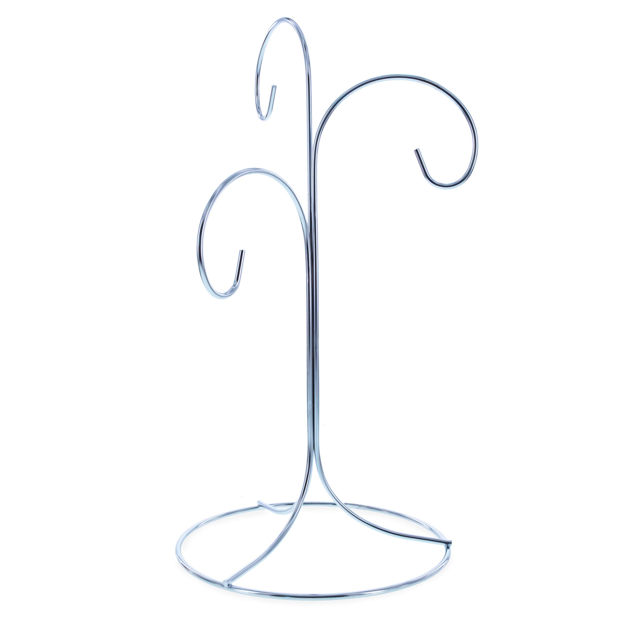 3-Arm 3-Tier Silver Metal Ornament Stand Display 10.75 Inches (Taiwan) in Silver color