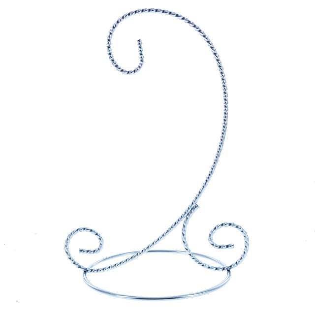 Twisted Wire Silver Metal Ornament Stand Display 7.2 Inches (Taiwan) in Silver color