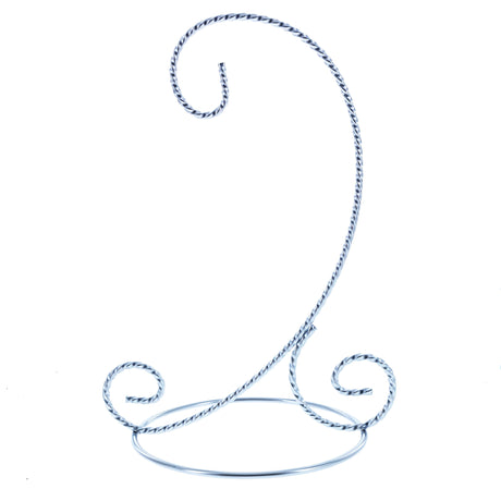 Twisted Wire Silver Metal Ornament Stand Display 7.2 Inches (Taiwan) in Silver color