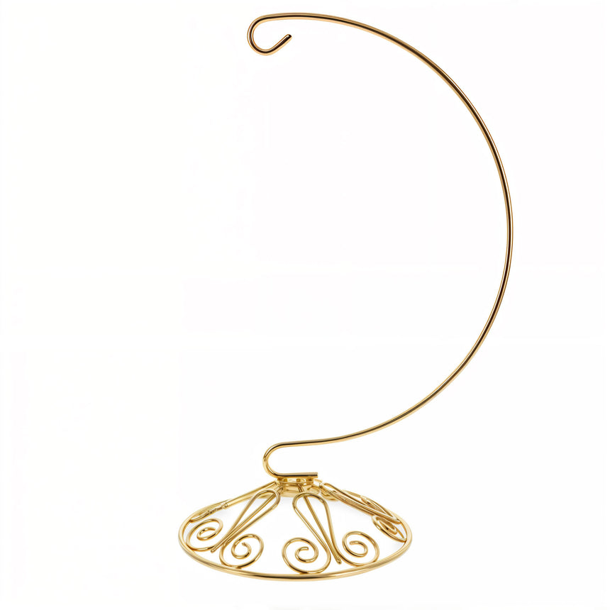 Curved Gold Wire Swirl Base Ornament Stand Display 8.75 Inches (Taiwan) in Gold color