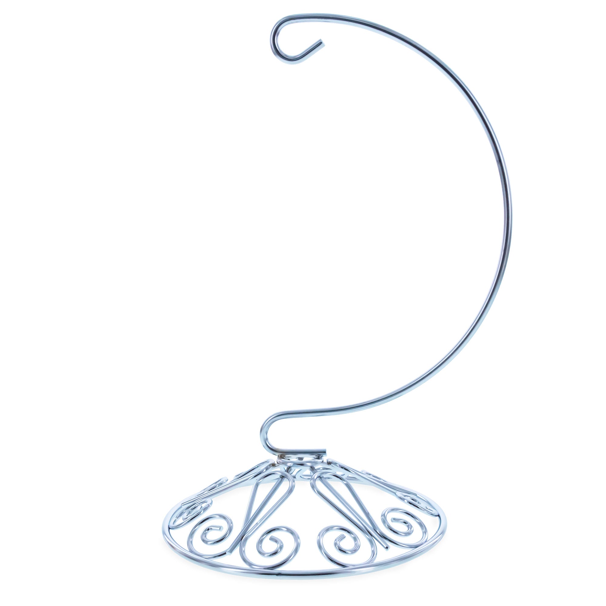 Curved Silver Wire Swirl Base Ornament Stand Display 7 Inches (Taiwan) in Silver color