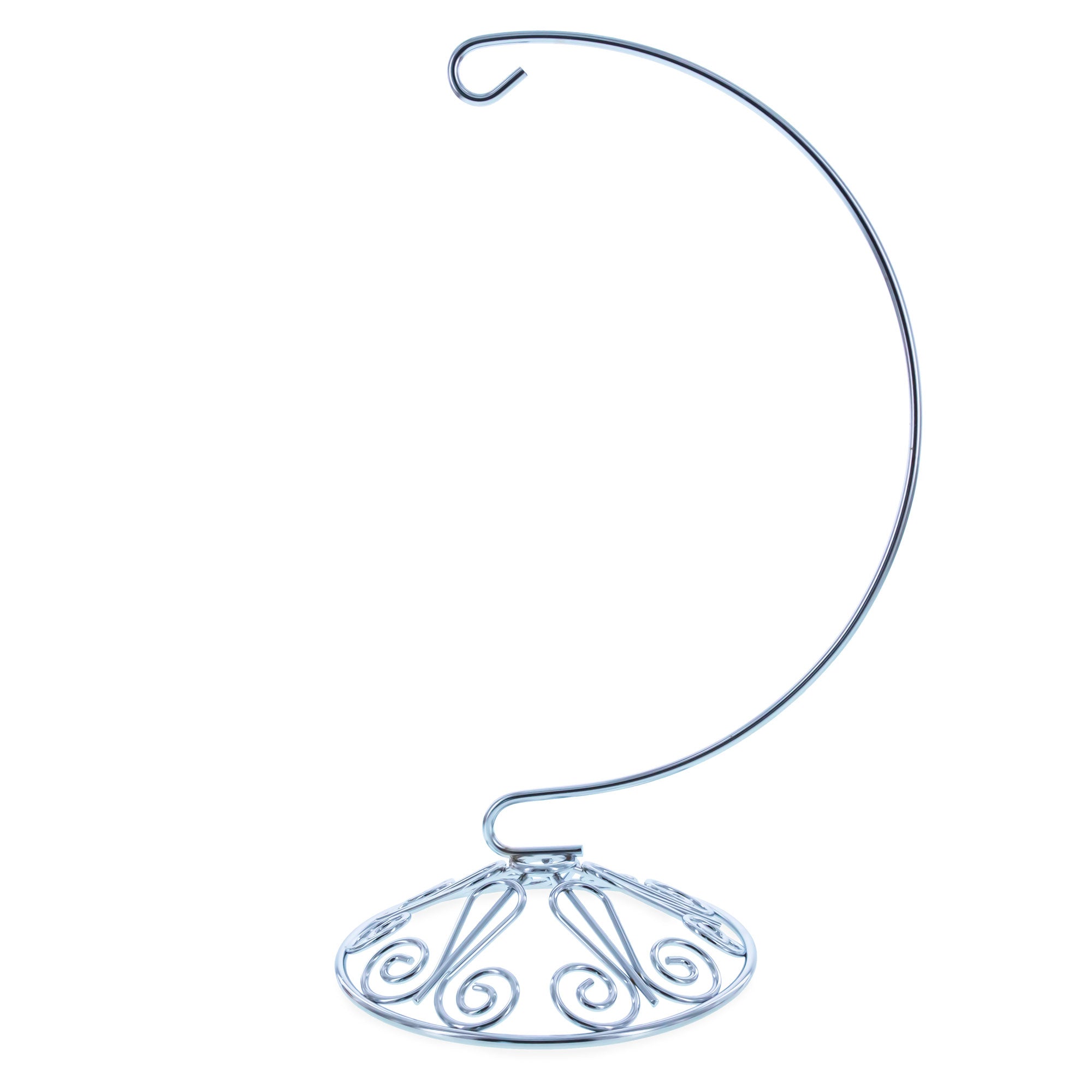 Curved Silver Wire Swirl Base Ornament Stand Display 8.75 Inches (Taiwan) in Silver color