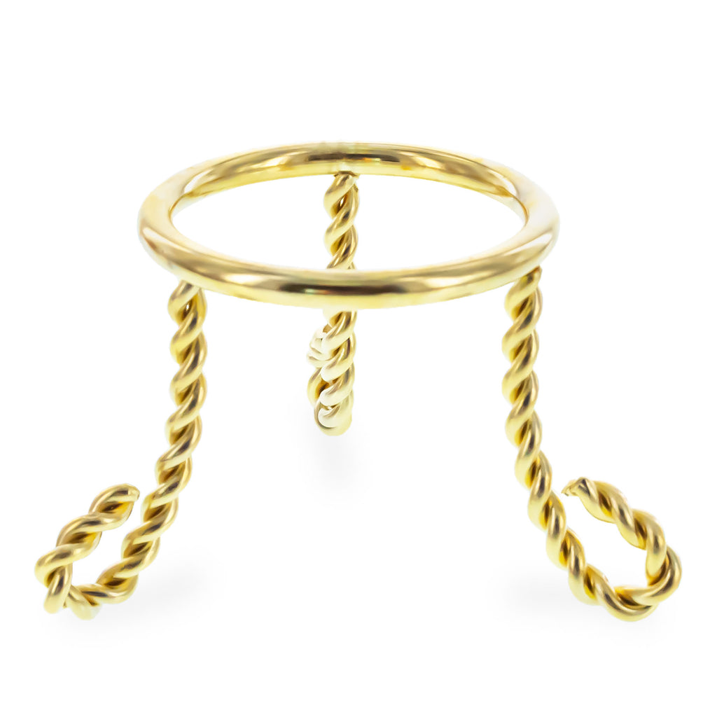 Gold Twisted Wire with Curled Feet Metal Egg Sphere Crystals Stand Holder Display 1.7 Inches (Taiwan)Taiwan , dimensions in inches: 3 x 2 x 2