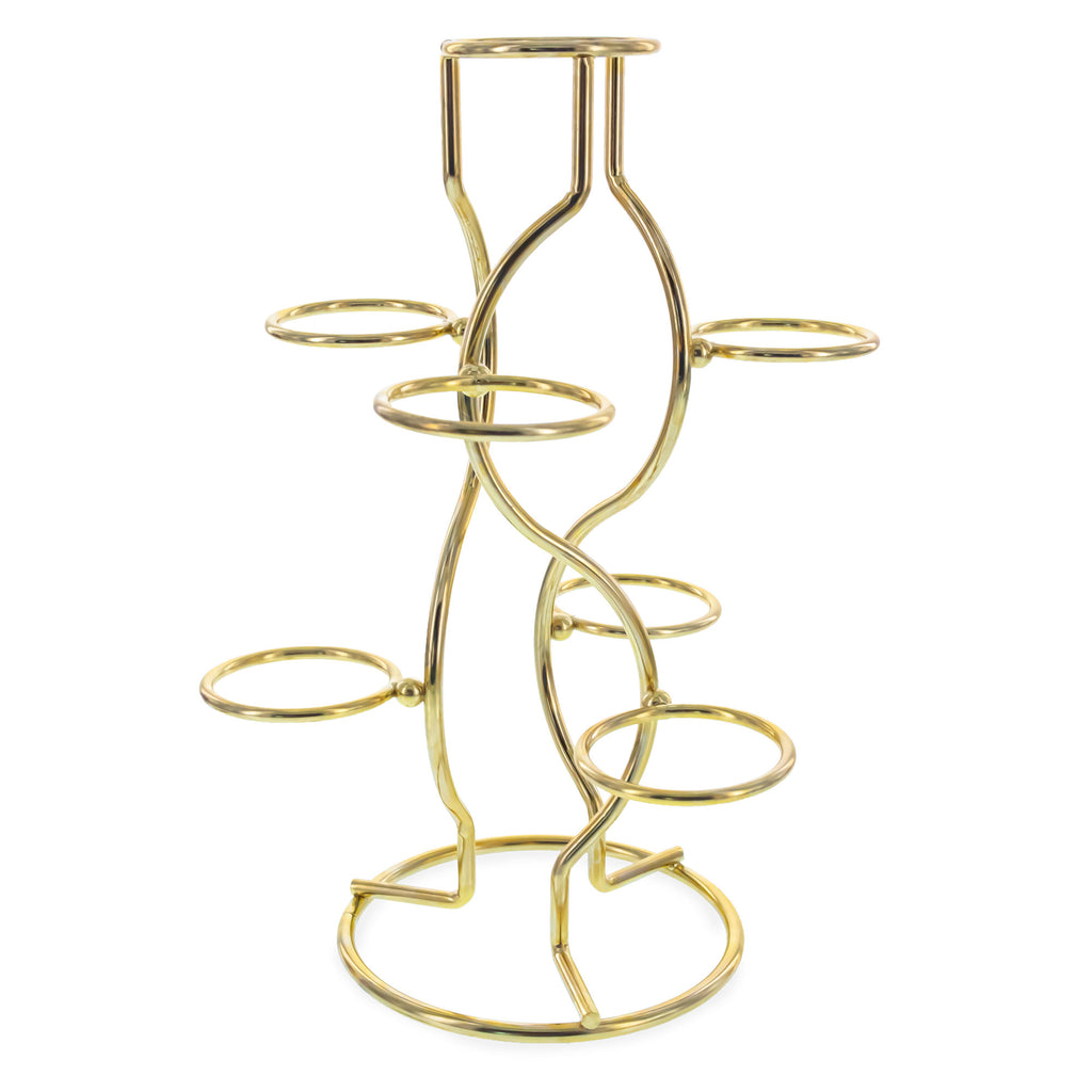 7-Ring 3-Tier Gold Wire Metal Sphere Crystals Egg Stand Holder Display 7.4 Inches (Taiwan) in Gold color
