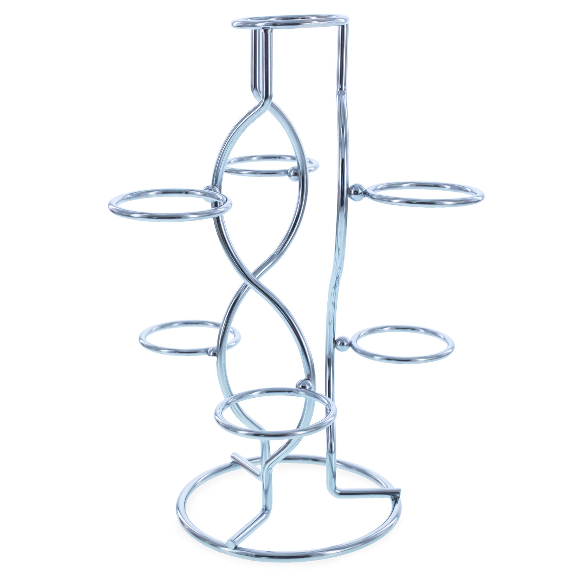 7-Ring 3-Tier Silver Wire Metal Sphere Crystals Egg Stand Holder Display 7.4 Inches (Taiwan) in Silver color
