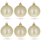 Glass Set of 6 Champagne Solid Color Glass Christmas Ornaments 3.25 Inches in Beige color Round