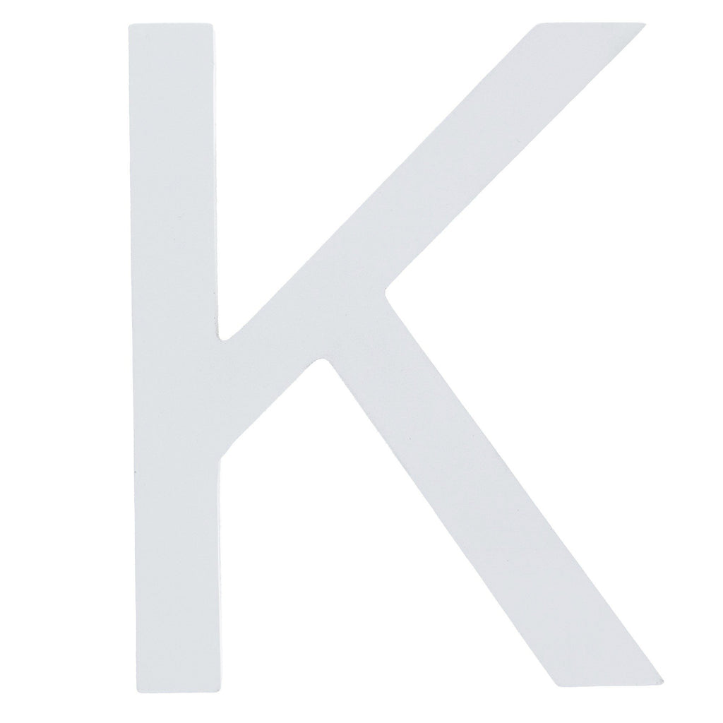 Arial Font White Painted MDF Wood Letter K (6 Inches) in White color