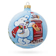 Whimsical Holiday: Bear Mailing Christmas Wish List - Blown Glass Ball Christmas Ornament  3.25 Inches in Blue color, Round shape