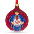 Leading with Style: Boss Blown Glass Ball Christmas Ornament 3.25 Inches in Red color, Round shape