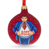 Leading with Style: Boss Blown Glass Ball Christmas Ornament 3.25 Inches in Red color, Round shape