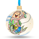 Passionate Hooked on Fishing - Blown Glass Ball Christmas Ornament 3.25 Inches in Beige color, Round shape