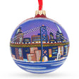 Glass San Francisco Golden Gate Bridge Glass Christmas Ornament 4 Inches in Blue color Round