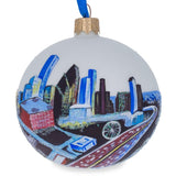 Houston, Texas Glass Ball Christmas Ornament 3.25 Inches in Blue color, Round shape