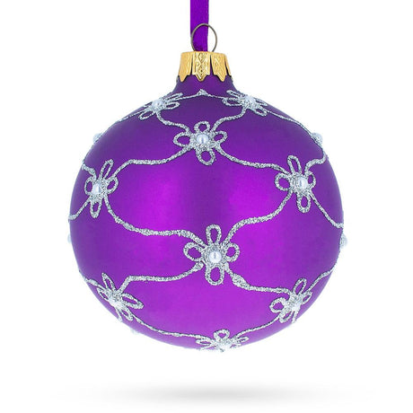 Glass Regal 1906 Swan Egg Purple - Blown Glass Ball Christmas Ornament 3.25 Inches in Purple color Round