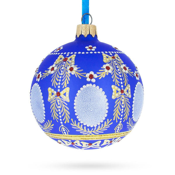 1908 Regal Alexander Palace Royal Egg - Blown Glass Ball Christmas Ornament 3.25 Inches in Blue color, Round shape