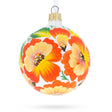 Charming Poppy Flowers on White Blown Glass Ball Christmas Ornament, 3.25 Inches in Orange color, Round shape