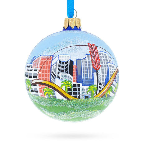 Glass San Francisco, California Glass Ball Christmas Ornament 4 Inches in Blue color Round