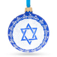 Sacred Star of David Jewish - Blown Glass Ball Ornament 3.25 Inches in Blue color, Round shape