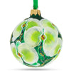 Glass Tropical Green Orchid Elegance Blown Glass Ball Christmas Ornament 3.25 Inches in Green color Round