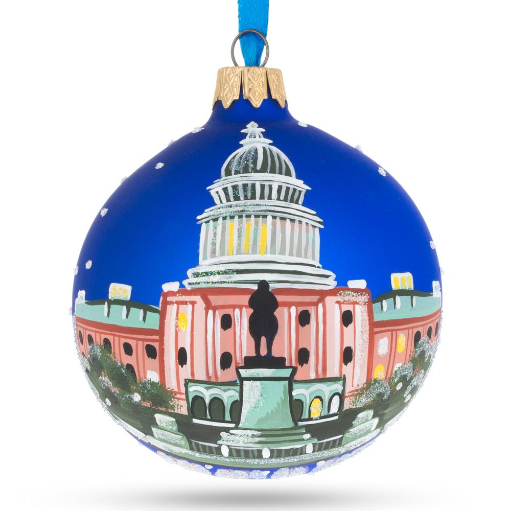 Washington, DC Glass Ball Christmas Ornament 3.25 Inches in Multi color, Round shape