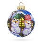 Glass Snowy Romance: Snowman Couple Blown Glass Ball Christmas Ornament 3.25 Inches in Multi color Round