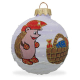 Cozy Critter: Hedgehog with Mittens Blown Glass Ball Christmas Ornament 3.25 Inches in Multi color, Round shape
