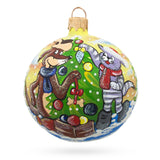 Enchanted Prostokvashino Animated Tales Blown Glass Ball Christmas Ornament 3.25 Inches in Multi color, Round shape