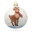 Glass Shimmering Rudolf the Red-Nosed Reindeer Blown Glass Ball Christmas Ornament 3.25 Inches in White color Round