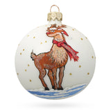 Glass Shimmering Rudolf the Red-Nosed Reindeer Blown Glass Ball Christmas Ornament 3.25 Inches in White color Round