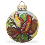 Crimson Companions: Two Cardinal Birds Blown Glass Ball Christmas Ornament 3.25 Inches in Multi color, Round shape