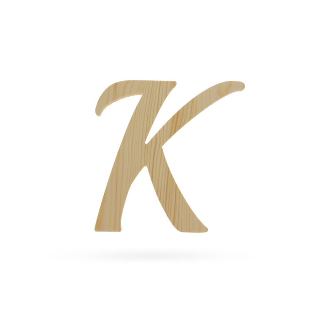 Unfinished Wooden Playball Italic Letter K (6.25 Inches) in Beige color,  shape