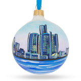 Detroit, Michigan Glass Ball Christmas Ornament 3.25 Inches in Blue color Round